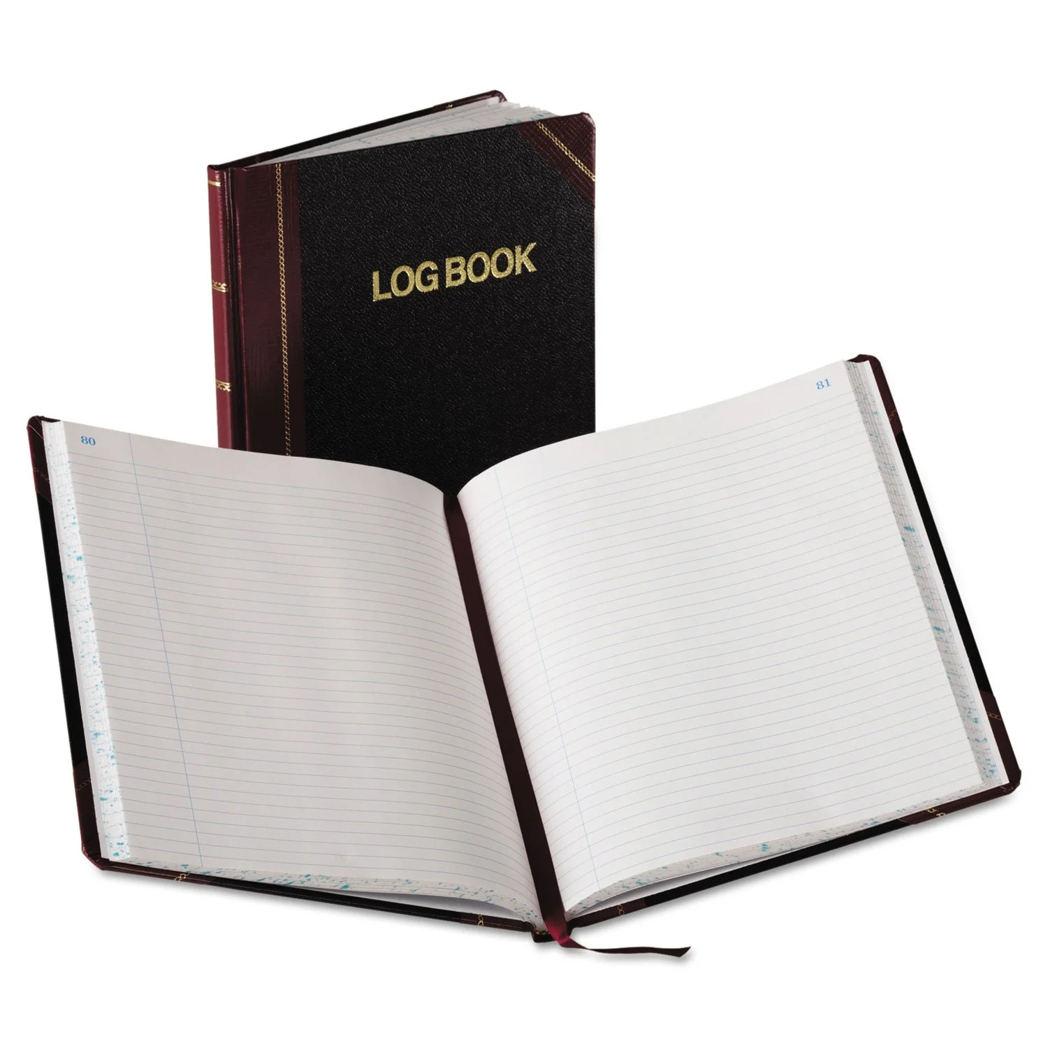 Boorum & Pease Log Book with Black/Red Covers, Record Rule, 10-3/8 x 8-1/8, 150 Pages (G21-150-R), White