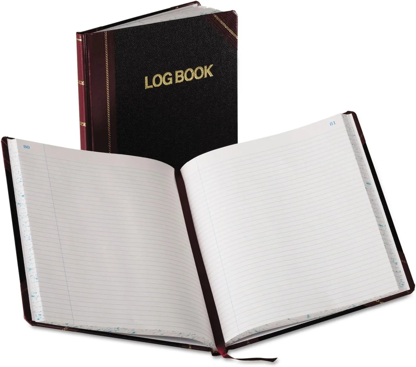 Boorum & Pease Log Book with Black/Red Covers, Record Rule, 10-3/8 x 8-1/8, 150 Pages (G21-150-R), White