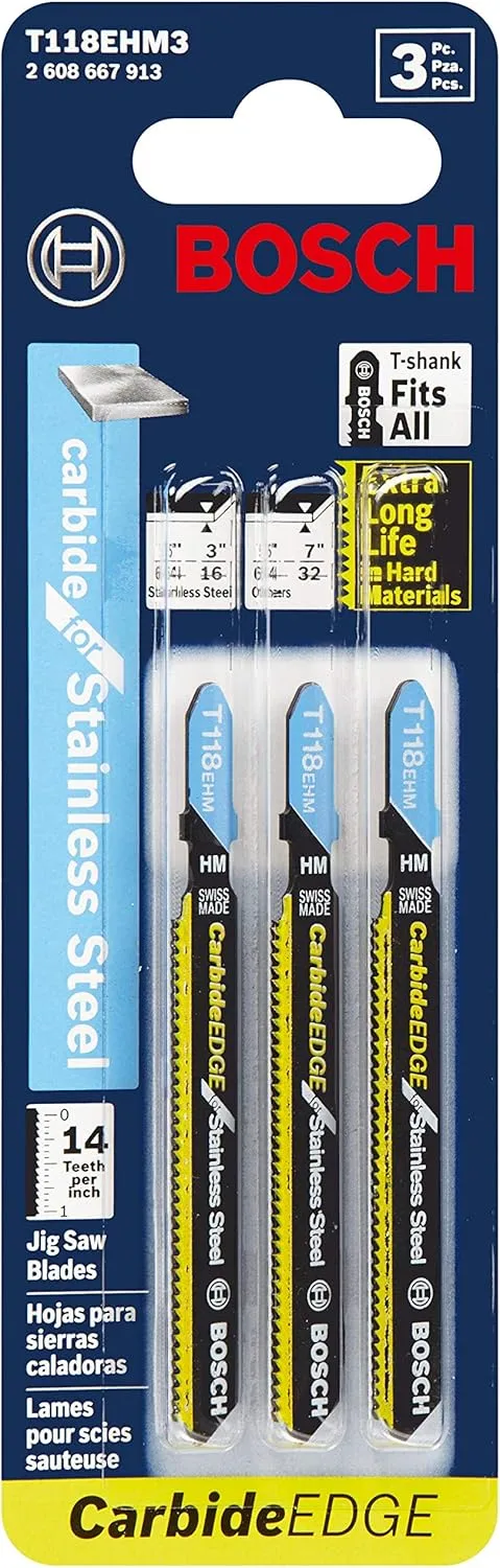 BOSCH POWER TOOLS 3-1/4 in T-Shank Carbide Jigsaw Blades