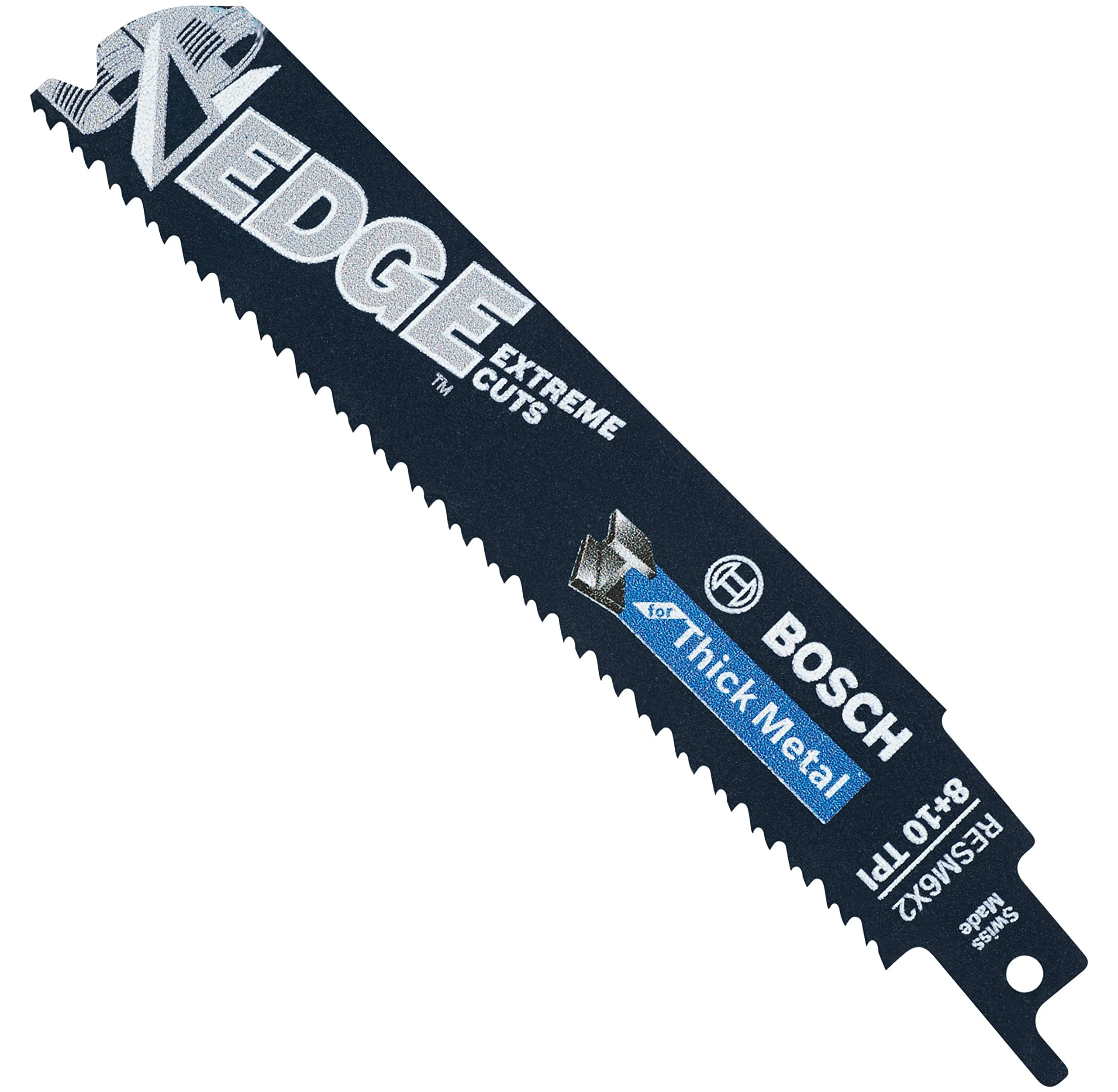 BOSCH RESM6X2 5 pc. 6 In. 8/10 TPI Edge Reciprocating Saw Blades for Thick Metal, Gold