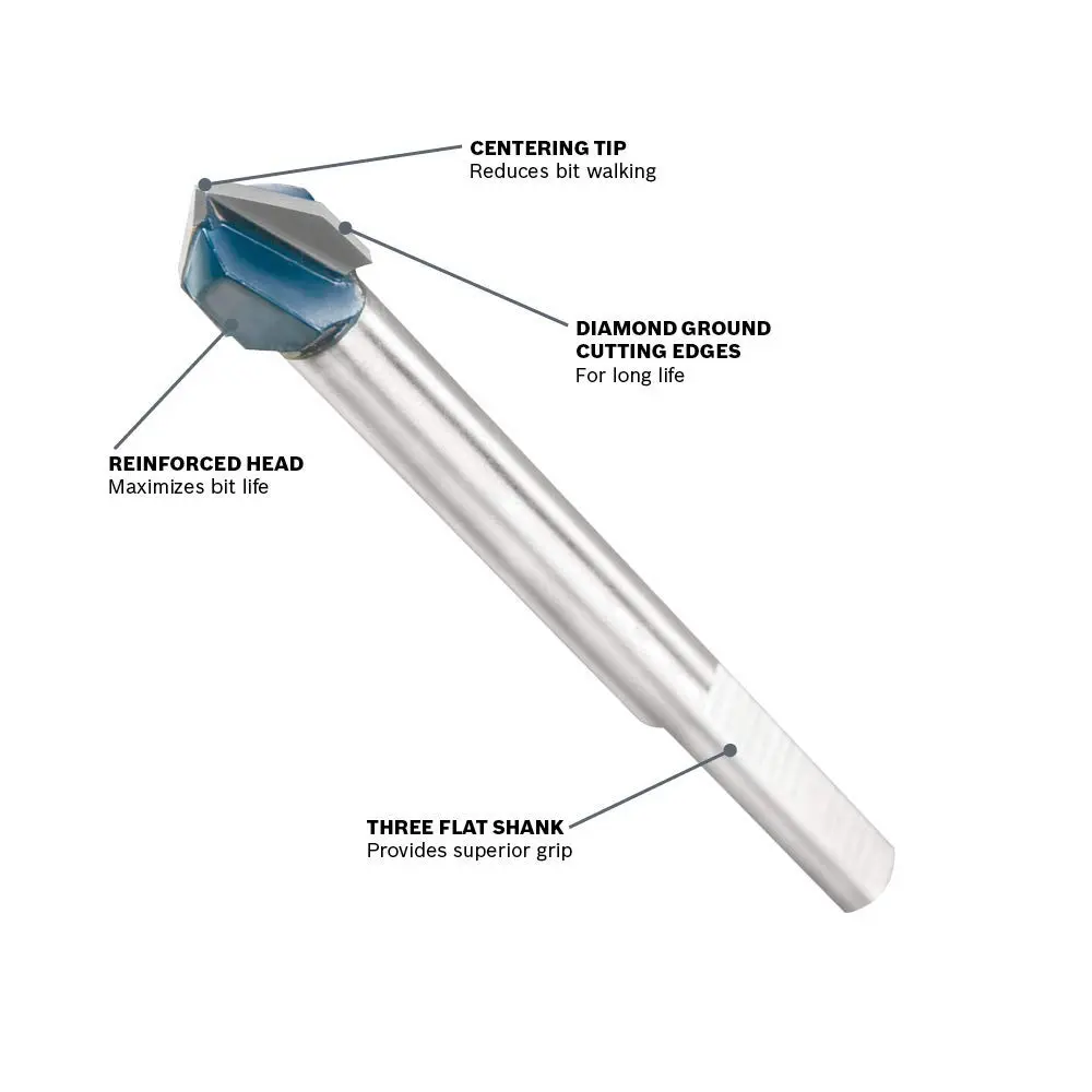 BOSCH POWER TOOLS Carbide Tipped Glass & Tile 1-Piece Drill Bit