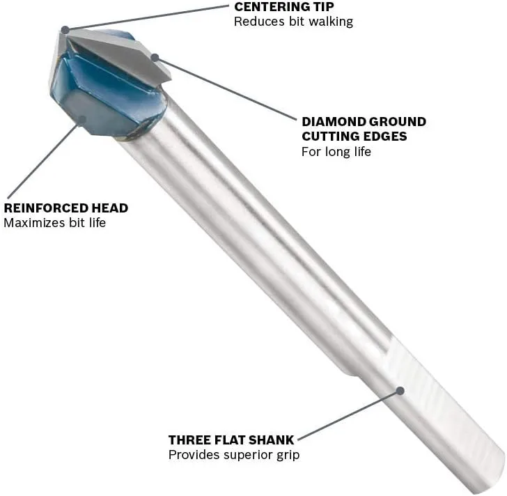BOSCH POWER TOOLS Carbide Tipped Glass & Tile 1-Piece Drill Bit