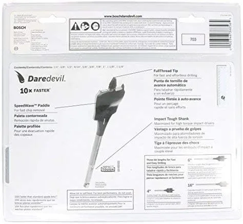 BOSCH DSB5010 Daredevil 10-Piece Standard Spade Bit Set w/Full Cone Threading and Spurred Tip, Blue