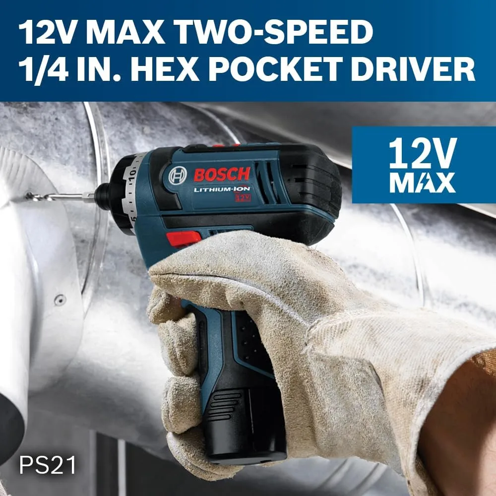 Bosch PS21-2A 12V Max Two-Speed Pocket Driver Kit Industrial