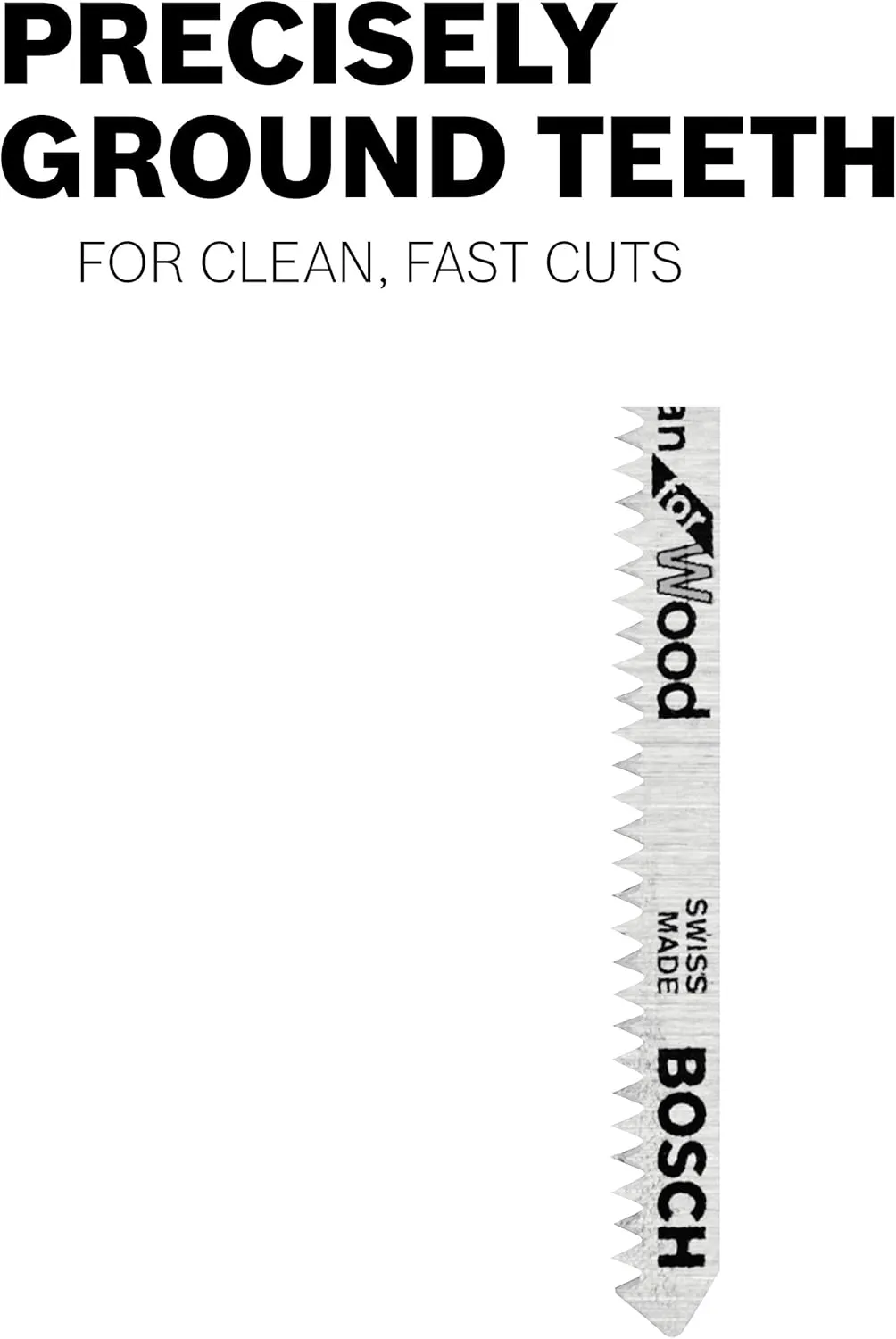 BOSCH U101B 5-Piece 4 In. 10 TPI Variable Pitch Clean for Wood U-shank Jig Saw Blades, Silver metallic