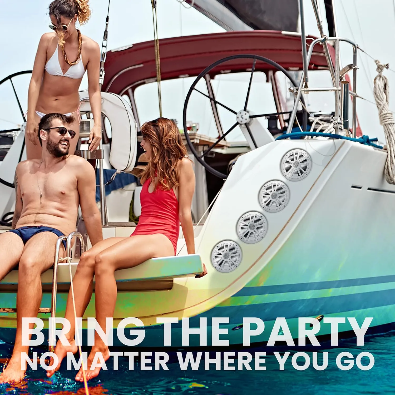 BOSS Audio Systems ASK904B.64 Marine Boat 6.5 inch Speakers and 4 Channel Amplifier - 500 High Output, Bluetooth Remote