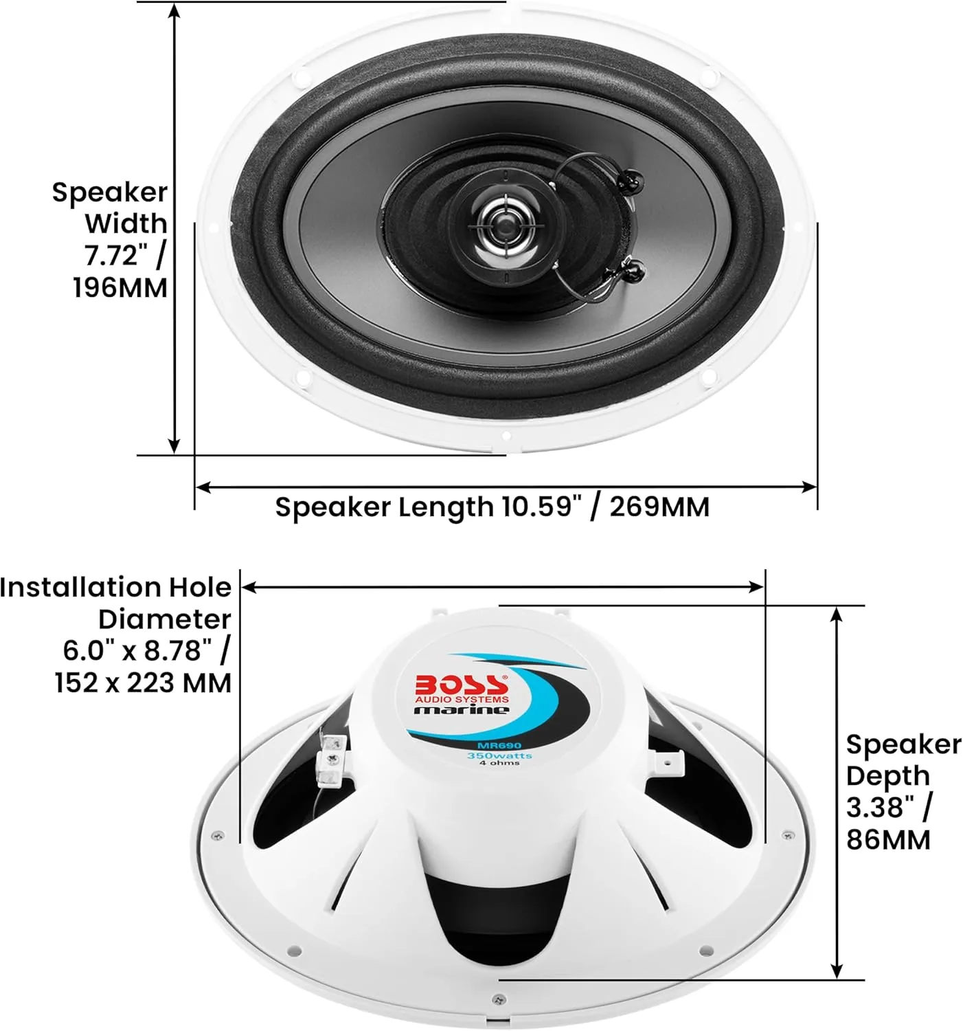BOSS Audio Systems Marine Coaxial 2-Way Full-Range Weatherproof Speakers (Pair)