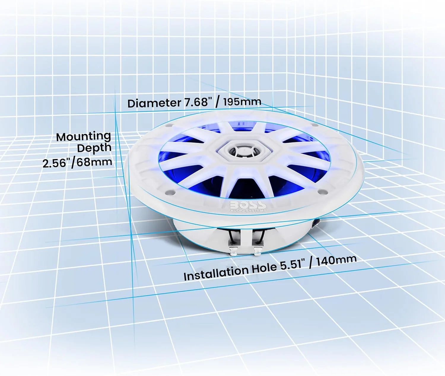 BOSS Audio Systems MRGB65 6.5 Inch Marine Boat Stereo Speakers - Coaxial, 2 Way, Full Range, Multi-Color Illumination