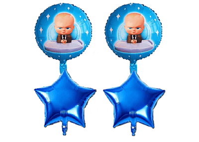 Boss Baby Theme Foil Balloons - Blue - (Pack of 5)