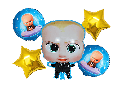 Boss Baby Theme Foil Balloons Yellow - (Pack of 5)