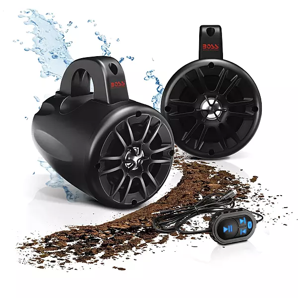 BOSS Audio Systems BM40AMPBT ATV UTV Waketower Speaker System - Bluetooth, 500 Watts of Power Per Pair, 4 Inch Woofer