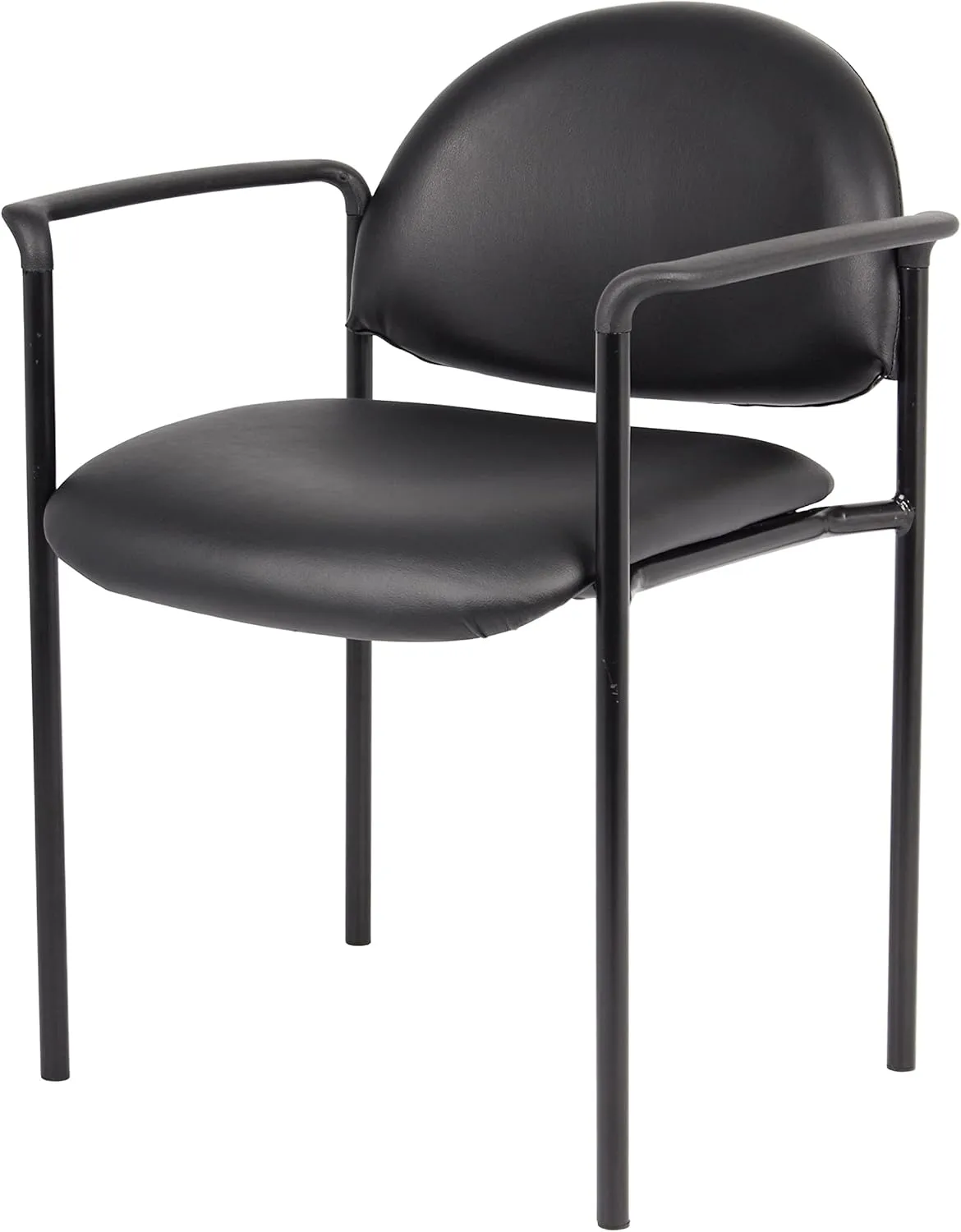 Boss Office Products Dimond Caressoft Stacking Chair with Arms in Black 250 lbs.