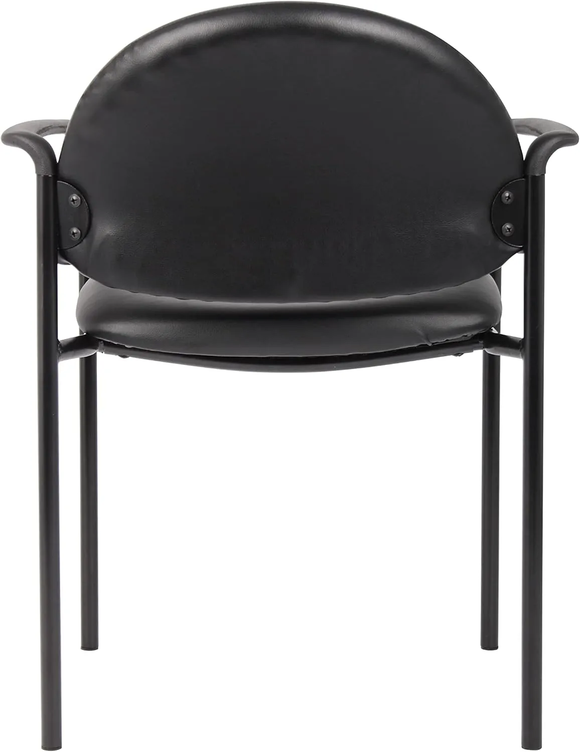 Boss Office Products Dimond Caressoft Stacking Chair with Arms in Black 250 lbs.
