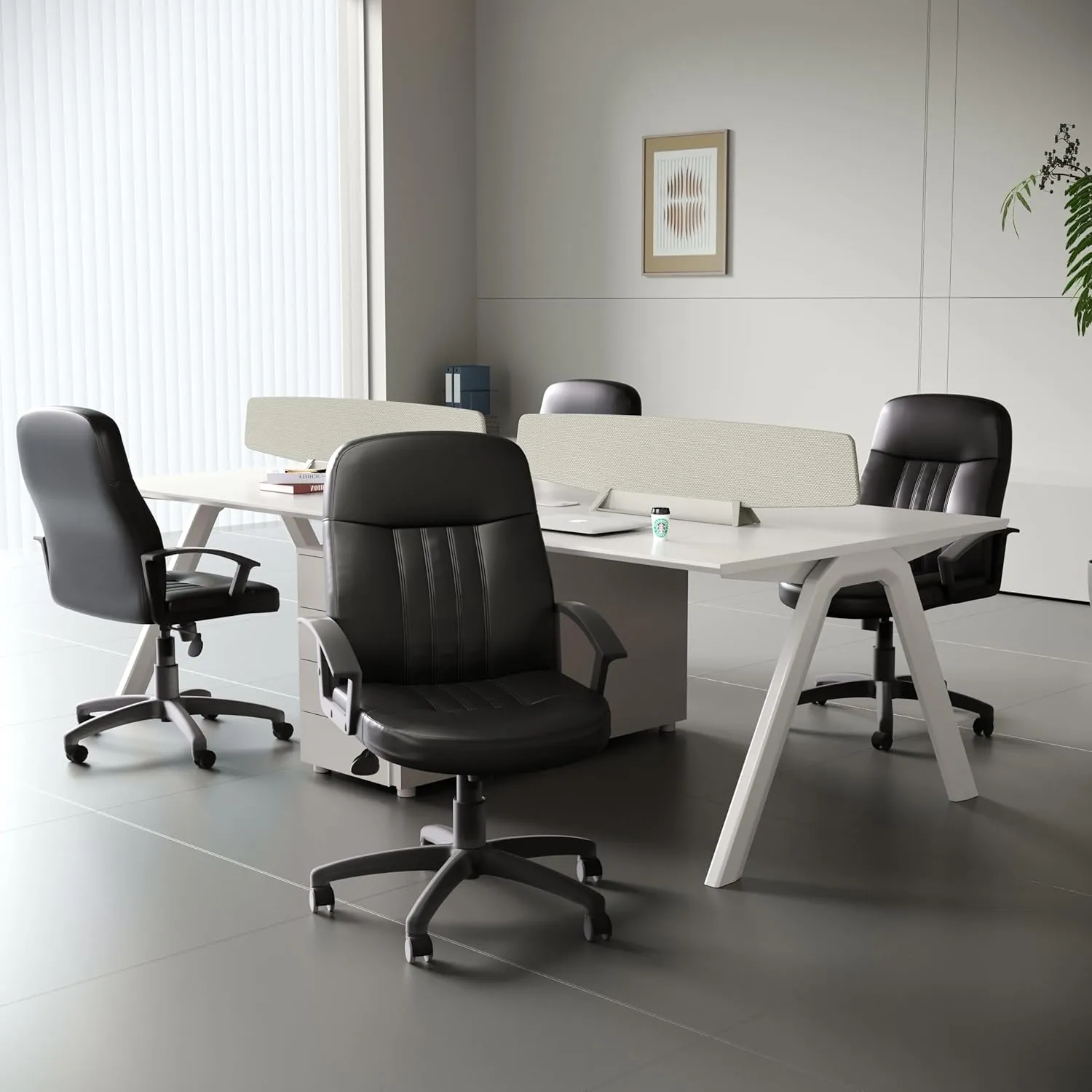 Boss Office Products Ergonomic Mid-Back Leather Chair, Black