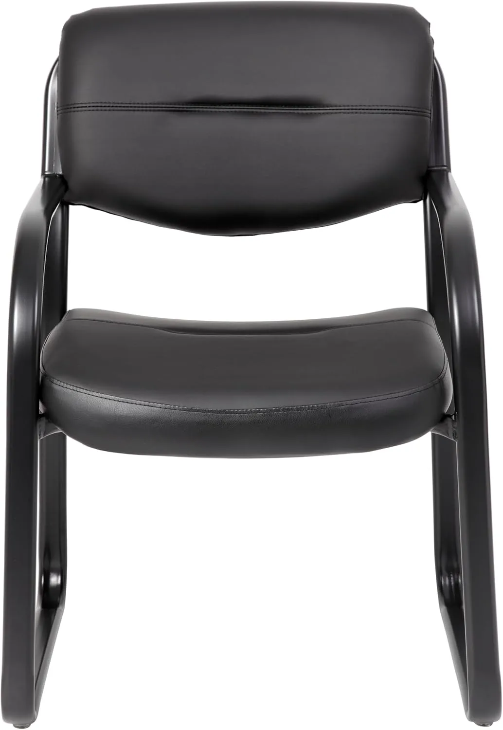 Boss Office Products Leather Sled Base Side Guest Chair, Black