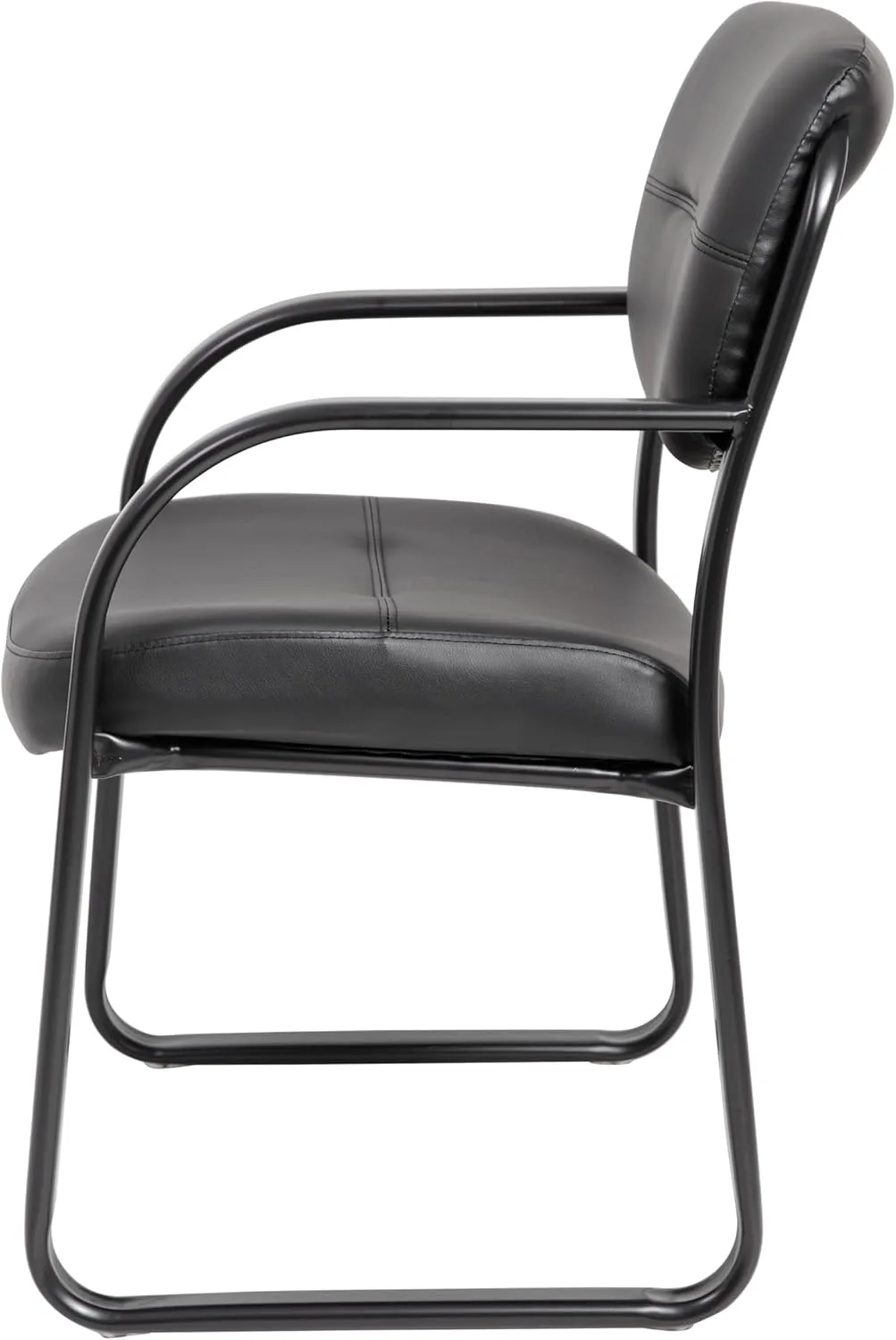 Boss Office Products Leather Sled Base Side Guest Chair, Black