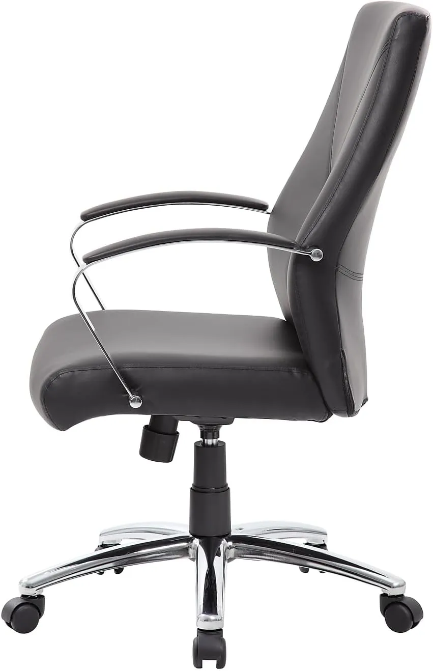 Boss Office Products Ergonomic High-Back LeatherPlus Executive Chair, Black
