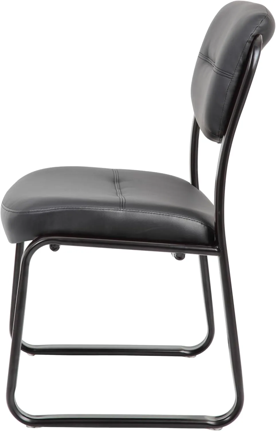Boss Office Products LeatherPlus Bonded Leather Guest Chair, Black