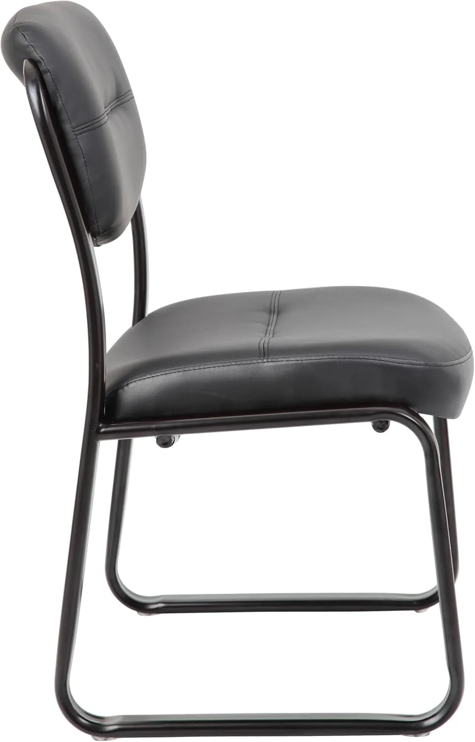 Boss Office Products LeatherPlus Bonded Leather Guest Chair, Black