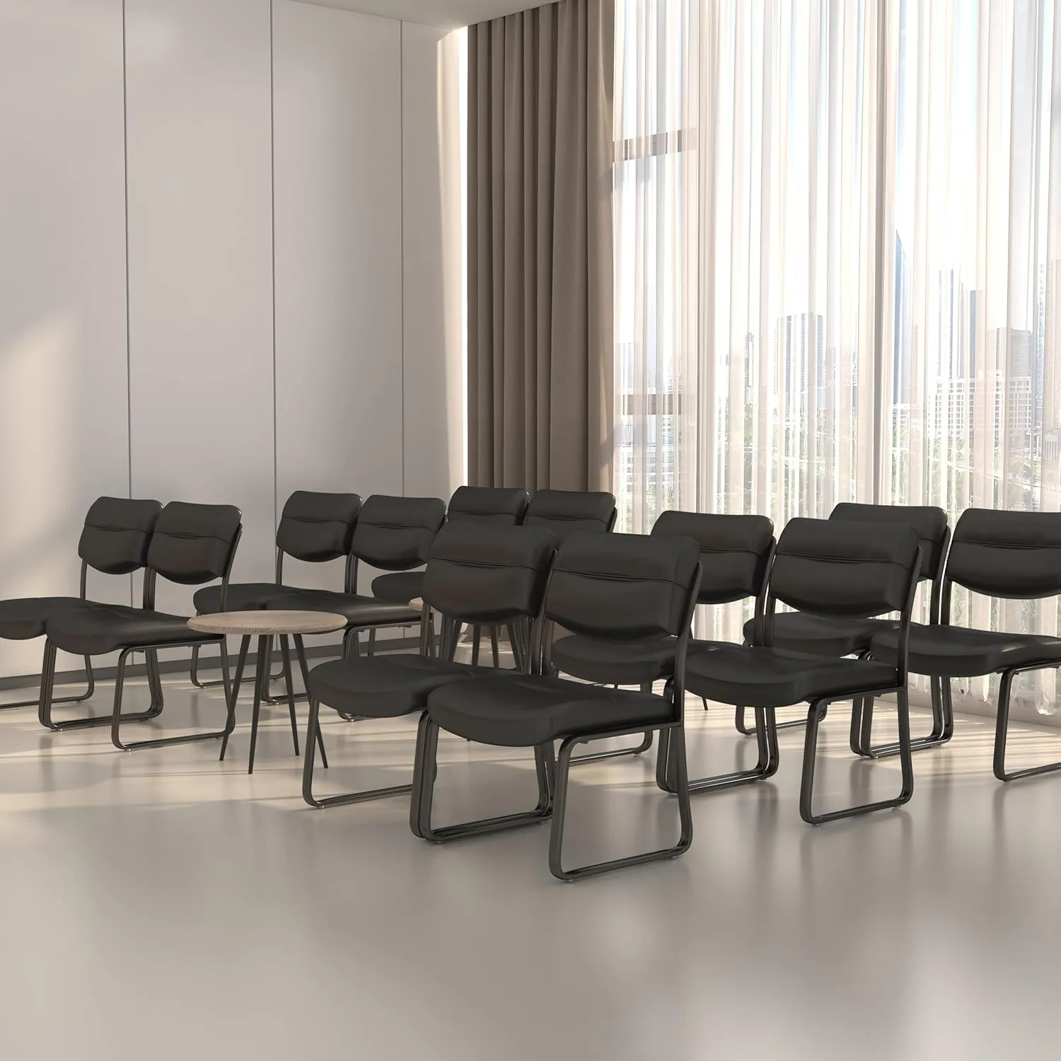 Boss Office Products LeatherPlus Bonded Leather Guest Chair, Black
