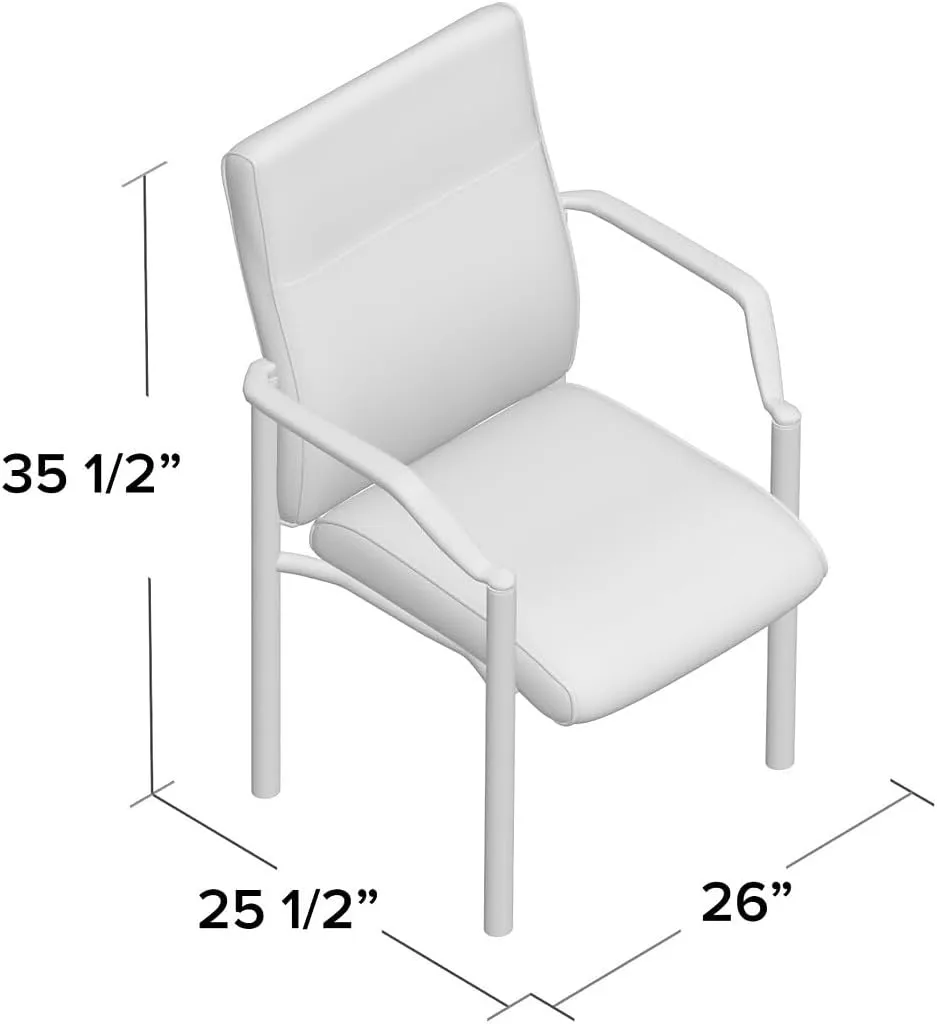 Boss Office Products Mid Back LeatherPlus Guest Chair in Black, 250 lbs