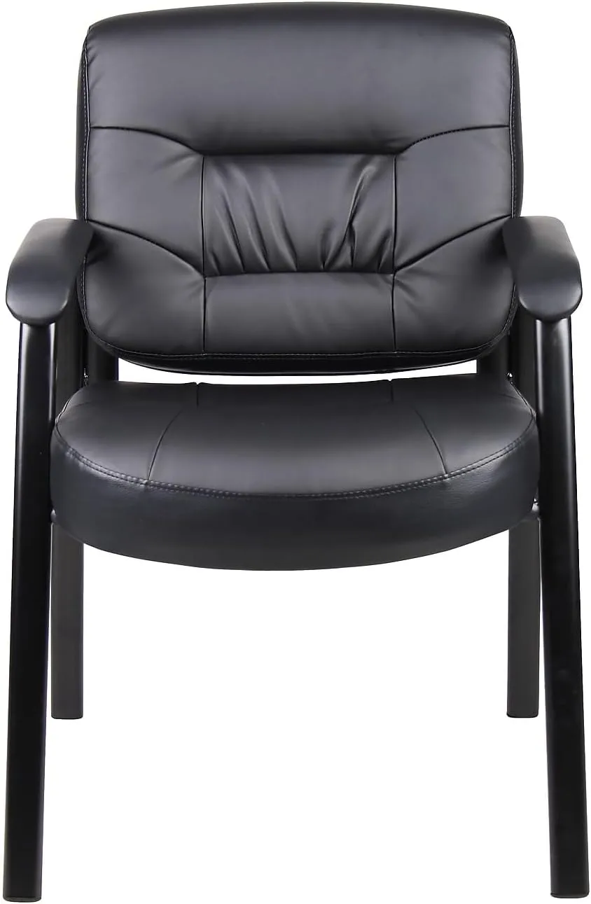 Boss Office Products Executive Mid Back LeatherPlus Guest Chair in Black