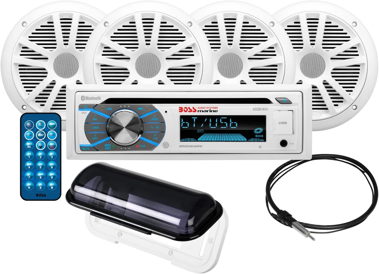BOSS Audio Systems MCK508WB Marine Bluetooth Stereo & 6.5 Inch Speaker Kit