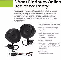BOSS Audio Systems MCBK425BA 3 Inch Motorcycle Speakers – Built-in Bluetooth Amplifier, Weatherproof, Volume Control