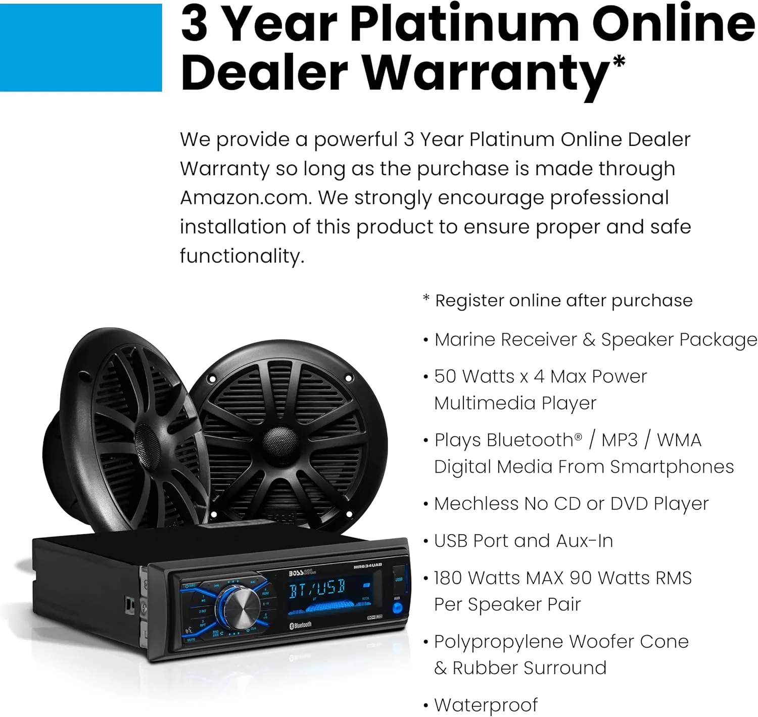 BOSS Audio Systems Marine Stereo & 6.5 Inch Speaker Kit