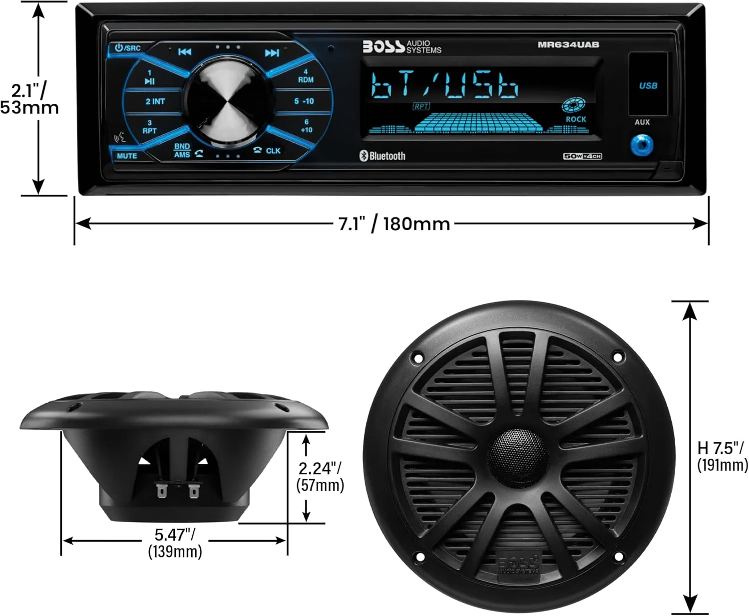 BOSS Audio Systems Marine Stereo & 6.5 Inch Speaker Kit