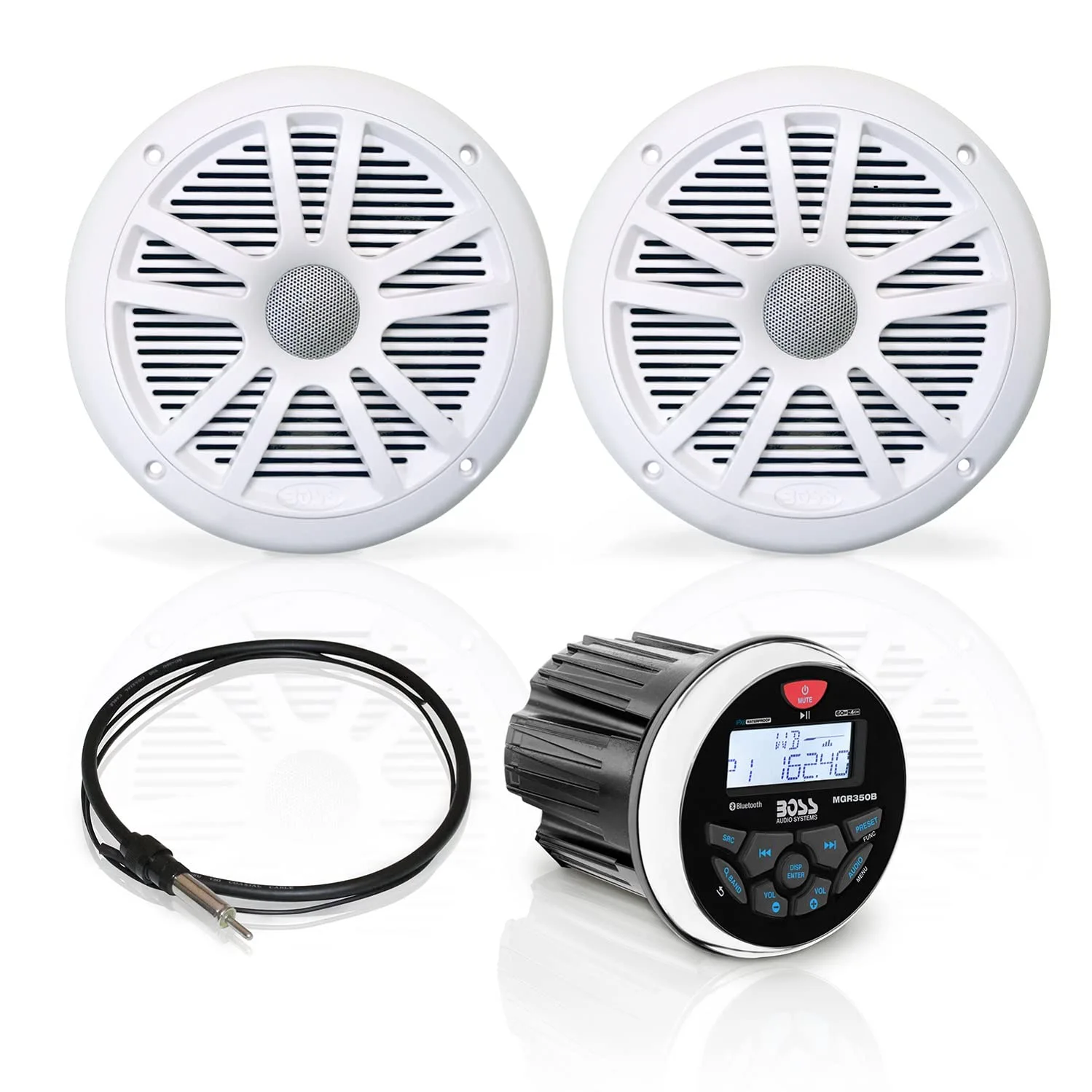 BOSS Audio Systems MGR350B Marine Gauge Receiver and Speaker Kits