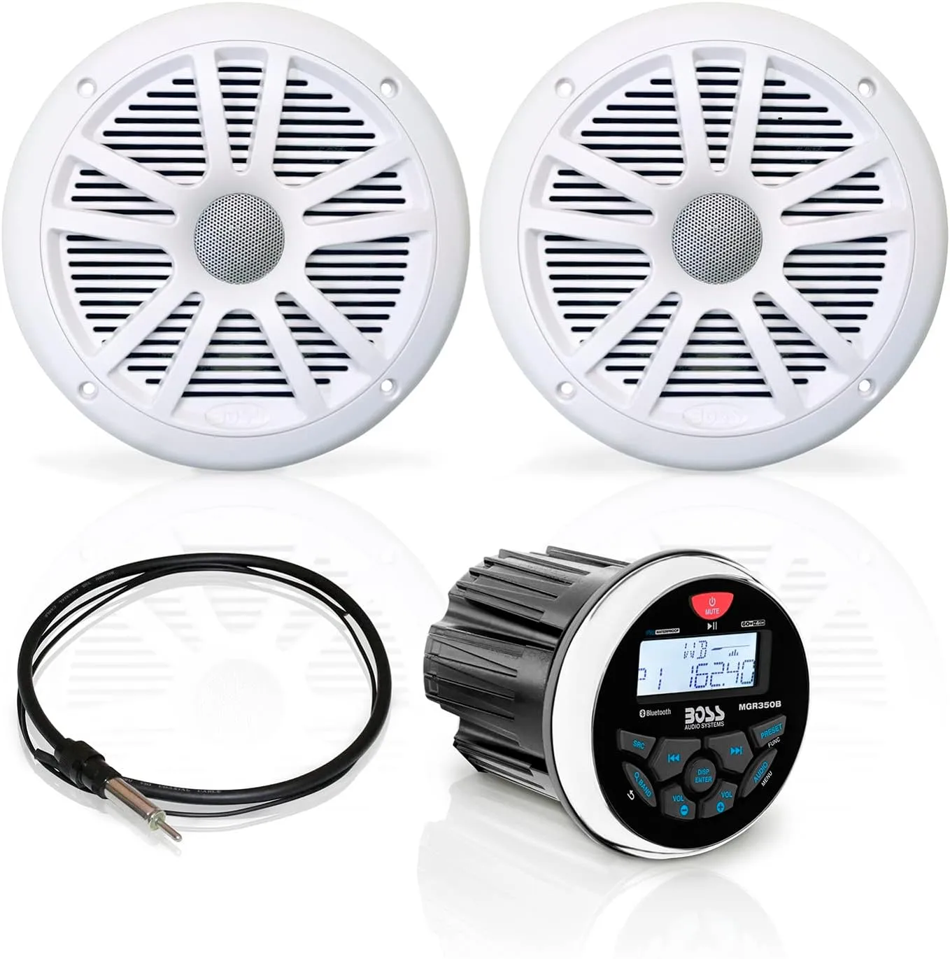 BOSS Audio Systems MGR350B Marine Gauge Receiver and Speaker Kits