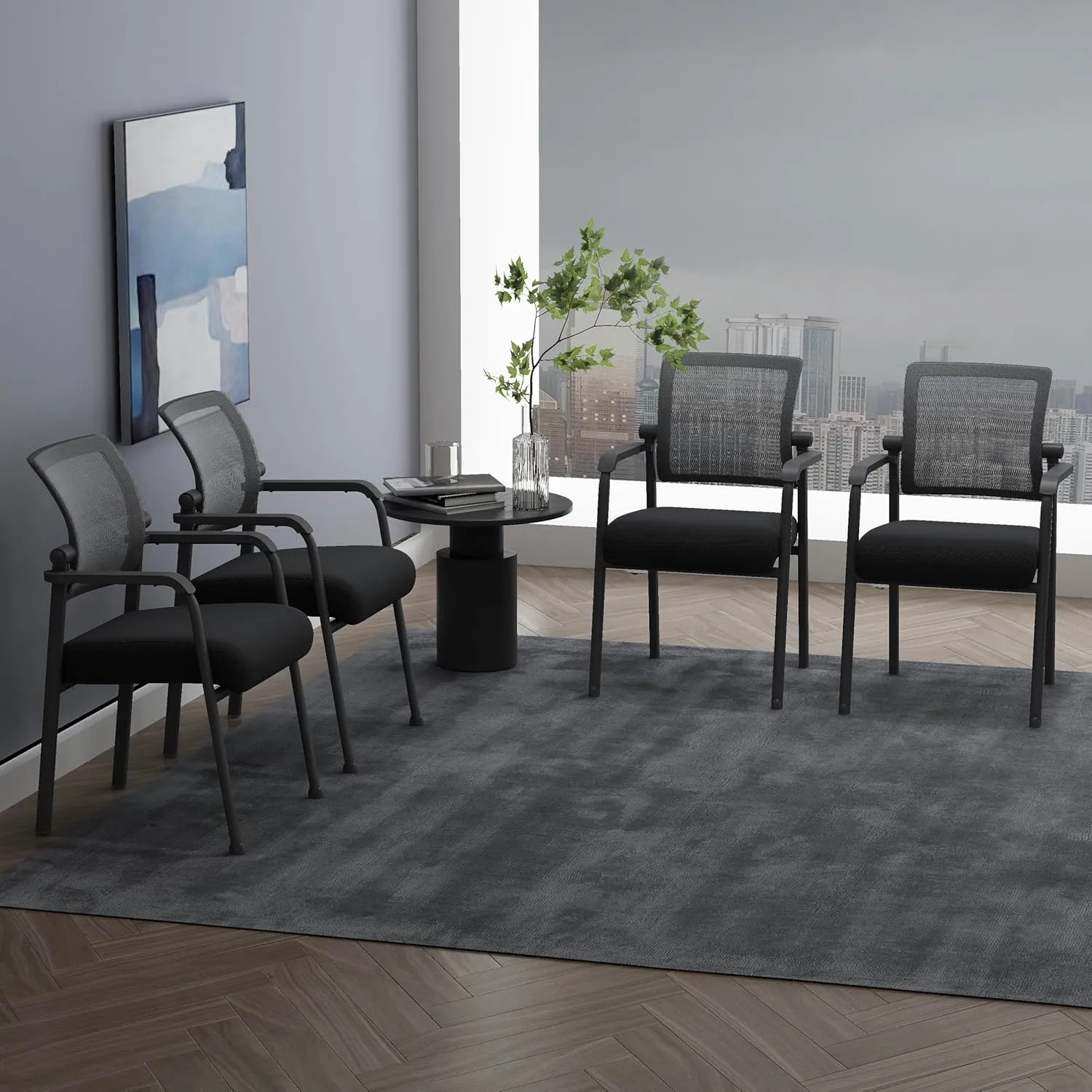 Boss Office Products Mesh 4-Legged Guest Chair, Black