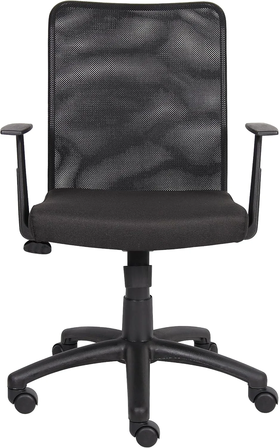 Boss Office Products Budget Mesh Task Chair with Arms in Black With T-Arms