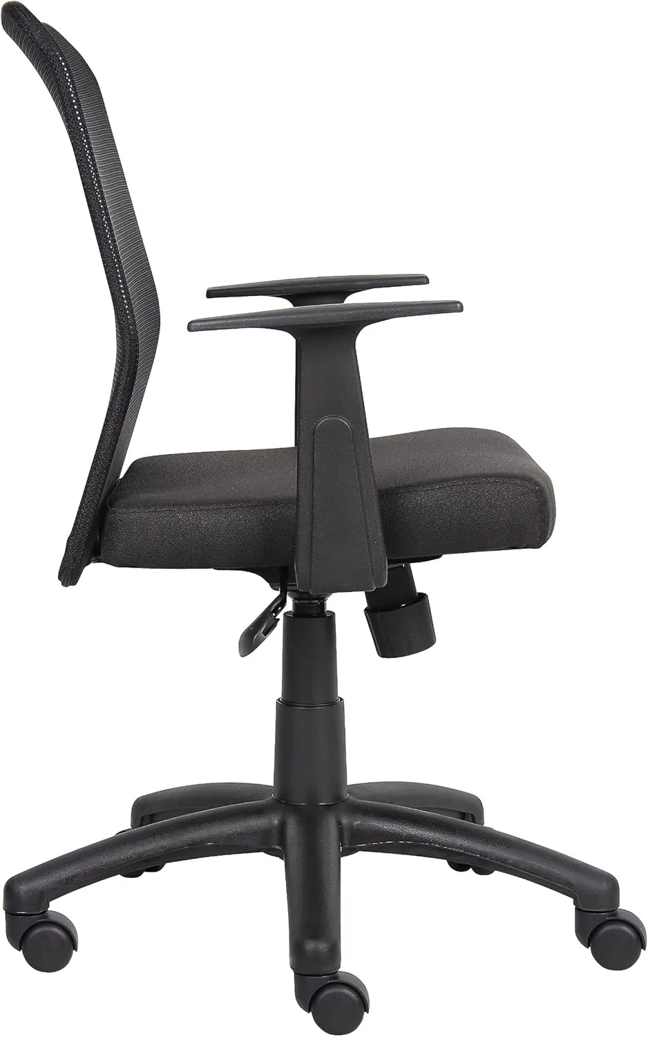 Boss Office Products Budget Mesh Task Chair with Arms in Black With T-Arms
