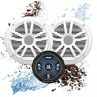 BOSS Audio Systems MG150W.6 Marine Boat Stereo Sound System Speaker Package - Built-in 2 Cannel Amplifier Head Unit