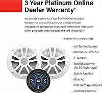 BOSS Audio Systems MG150W.6 Marine Boat Stereo Sound System Speaker Package - Built-in 2 Cannel Amplifier Head Unit