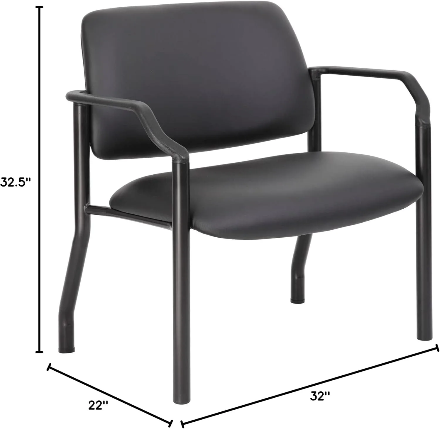 Boss Office Products Mid-Back Vinyl Guest Chair, Black - B9591AM-BK-500