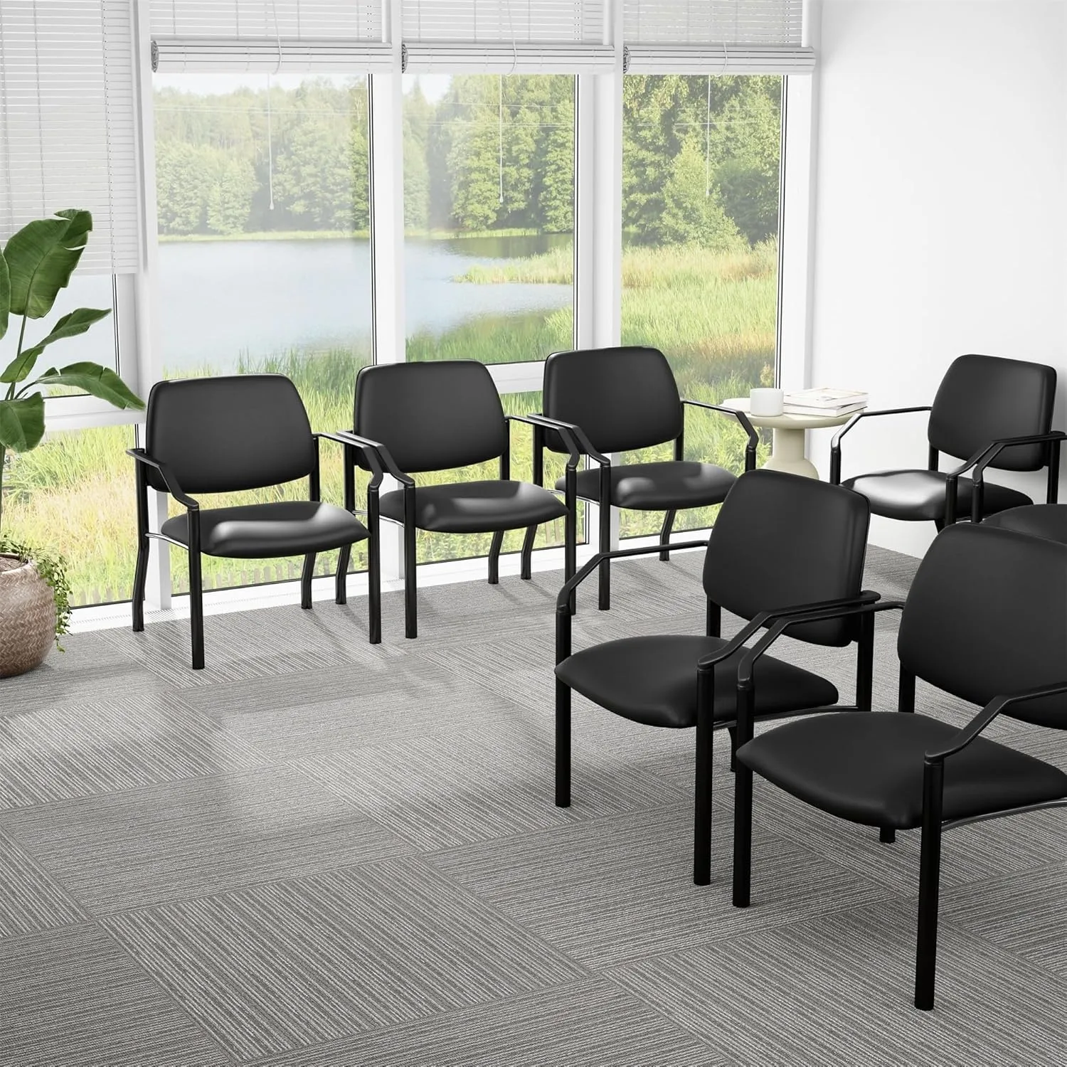 Boss Office Products Mid-Back Vinyl Guest Chair, Black - B9591AM-BK-500