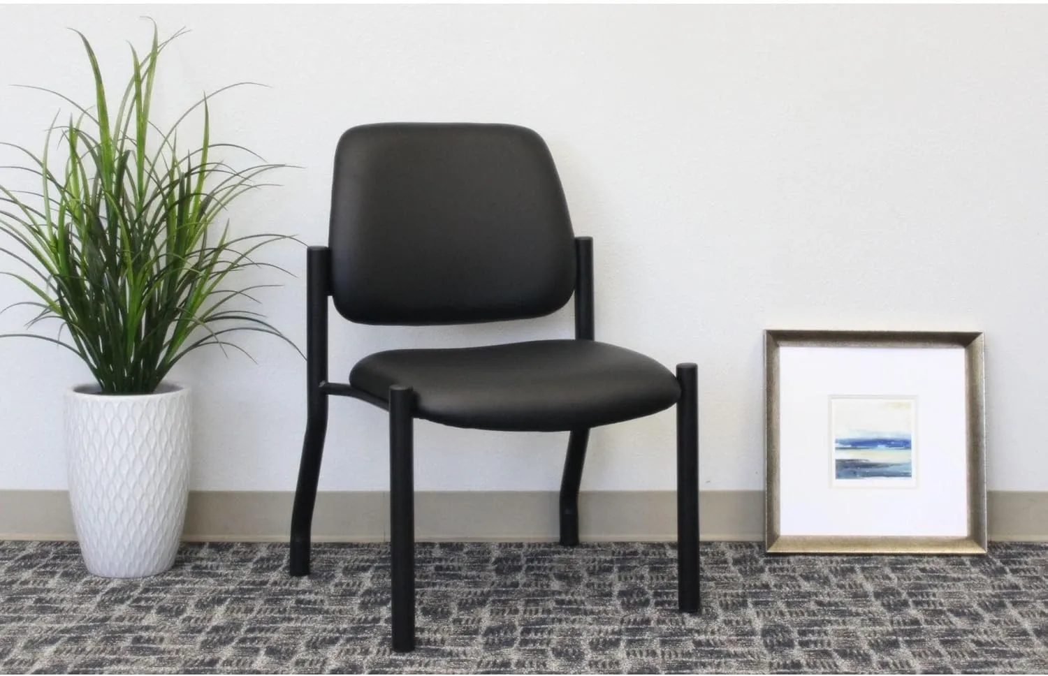 Boss Office Products Mid-Back Vinyl Guest Chair, Black - B9591AM-BK-500