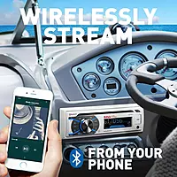 BOSS Audio Systems MR508UABW Marine Boat Stereo - Single Din, Bluetooth Audio and Calling Head Unit, AM/FM Radio Receiver