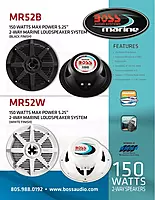 BOSS Audio Systems MR52B 5.25 inch Marine Boat Stereo Speakers - 150 Watts (per Pair), Coaxial, 2 Way, Full Range, 4 Ohms