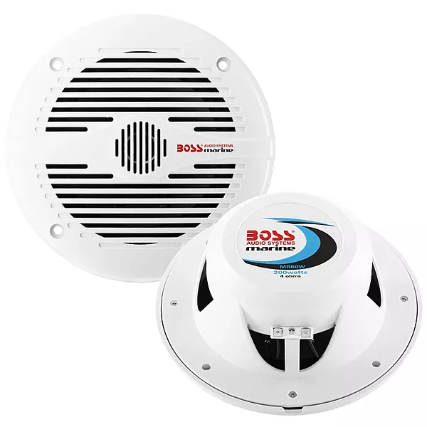 BOSS Audio Systems MR60W 6.5 inch Marine Boat Stereo Speakers - 200 Watts (pair), 2 Way, Full Range, Tweeters, Coaxial