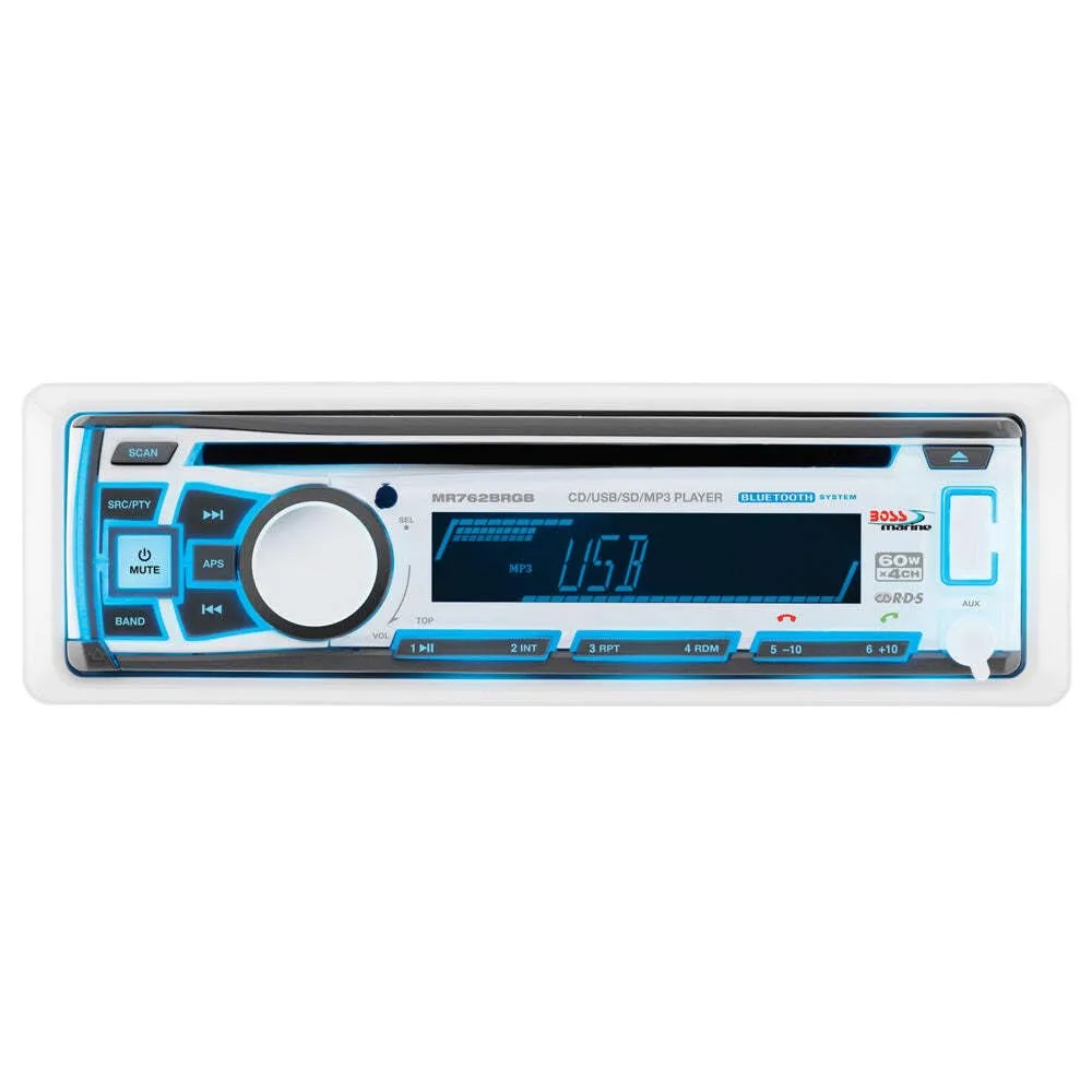 Boss Audio MR762BRGB Single DIN Bluetooth Enabled In-Dash Marine Receiver