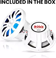BOSS Audio Systems MRGB10W 10 Inch Boat Subwoofer - 800 Watts Max, Dual 2 Ohm Voice Coil, Multicolor Illumination