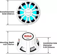 BOSS Audio Systems MRGB10W 10 Inch Boat Subwoofer - 800 Watts Max, Dual 2 Ohm Voice Coil, Multicolor Illumination