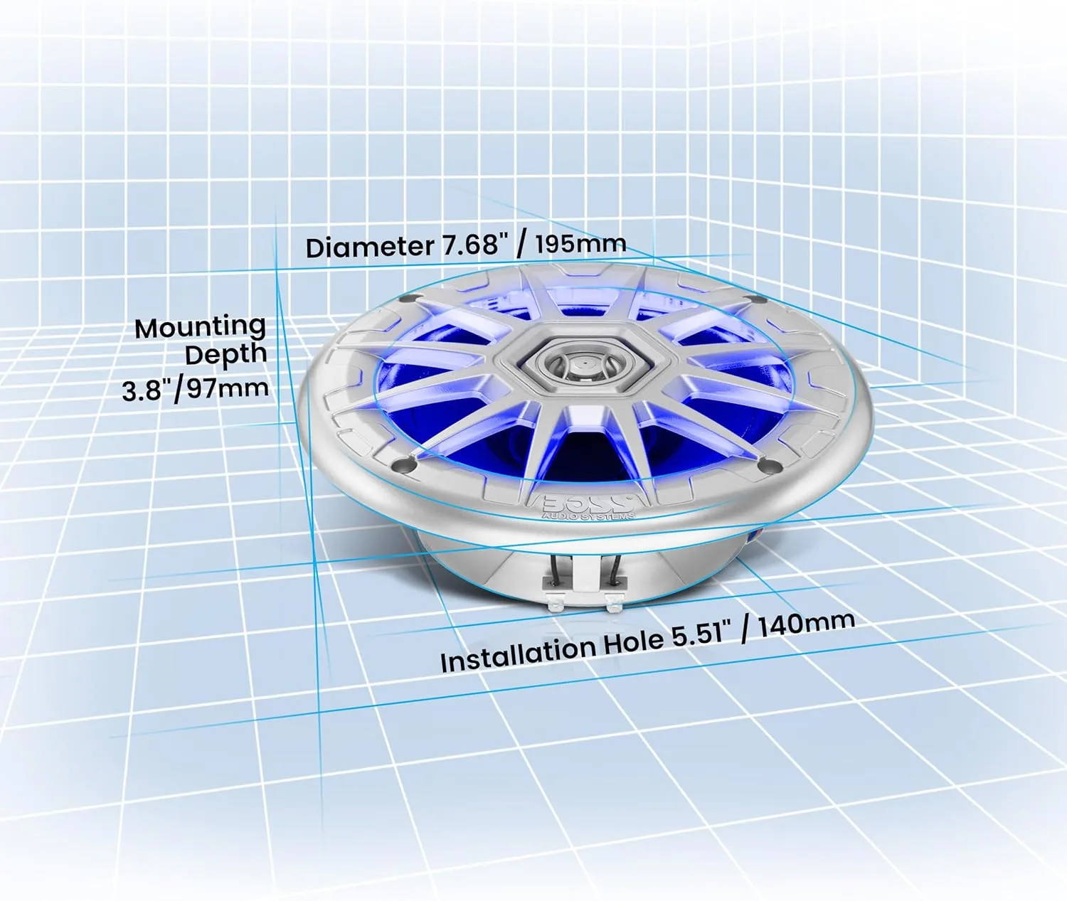 BOSS Audio Systems MRGB65 6.5 Inch Marine Boat Stereo Speakers - Coaxial, 2 Way, Full Range, Multi-Color Illumination