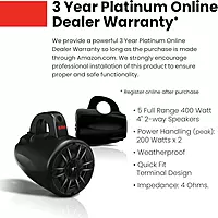 BOSS Audio Systems MRWT40 ATV UTV Marine Weatherproof Waketower System - 4 Inch Stereo Speakers, Full Range, 2 Way, Tweeters