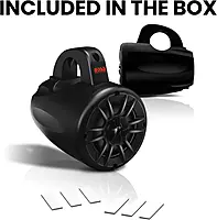 BOSS Audio Systems MRWT40 ATV UTV Marine Weatherproof Waketower System - 4 Inch Stereo Speakers, Full Range, 2 Way, Tweeters