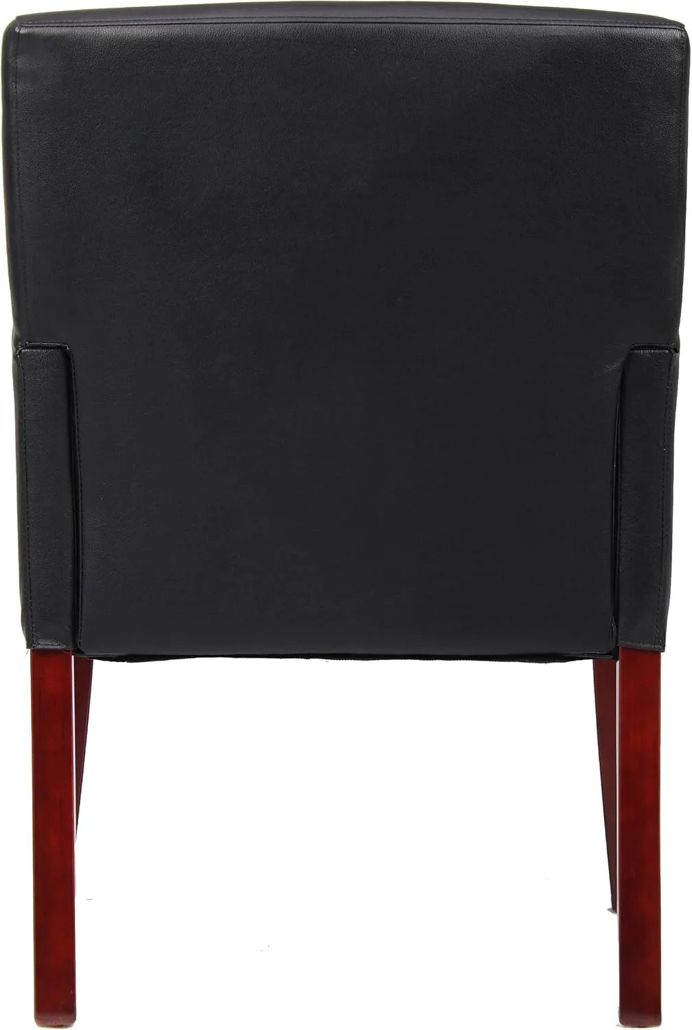 Boss Office Products Reception and Guest Box Arm Chairs with Mahogany Finish in Black Arm Chair + Guest Chair